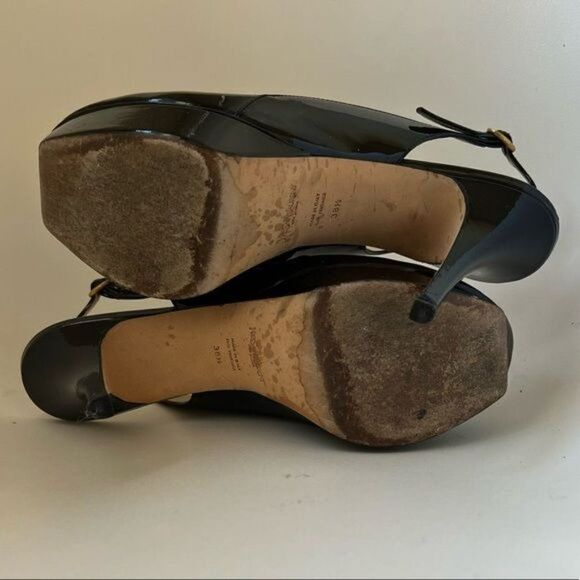 Yves Saint Laurent Tribute 105 Sling Back Patent Leather Size 38.5 - Picture 3 of 9